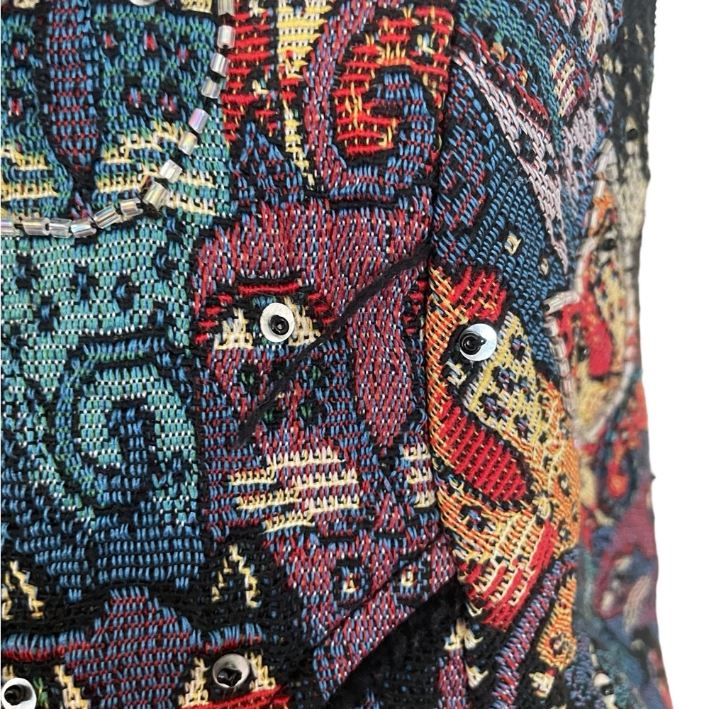 PARSLEY & SAGE Vintage Cat Tapestry Beaded Blazer Jacket - Picture 10 of 16